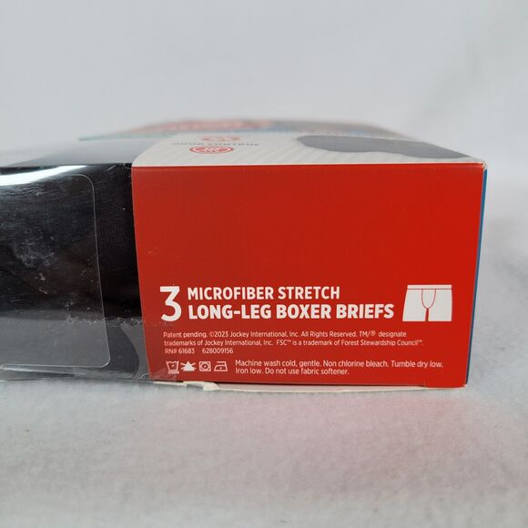 Jockey Mens 3 Pack Long-Leg Boxer Briefs Size Small Black Active Micro Stretch - Picture 5 of 5